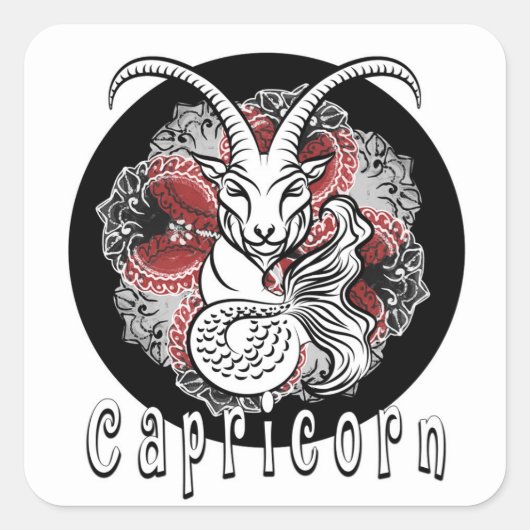 Capricorn zodiac-Schild Design von chennai Indipup Quadratischer Aufkleber (Vorderseite)