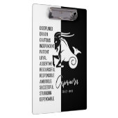 Capricorn Zodiac Schild Schwarz & Weiß Zwischenabl Klemmbrett (Rechts)