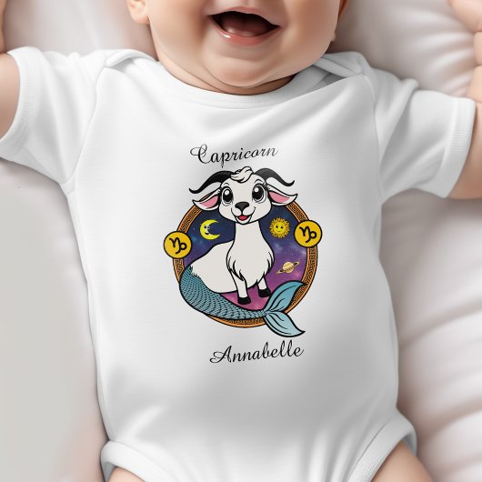Capricorn Zodiac Sign Astrologie Cartoon Horoskop Baby Strampler