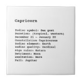 Capricorn Zodiac Sign Astrologie Schwarz-weiß Fliese (Vorderseite)