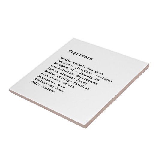 Capricorn Zodiac Sign Astrologie Schwarz-weiß Fliese (Seite)