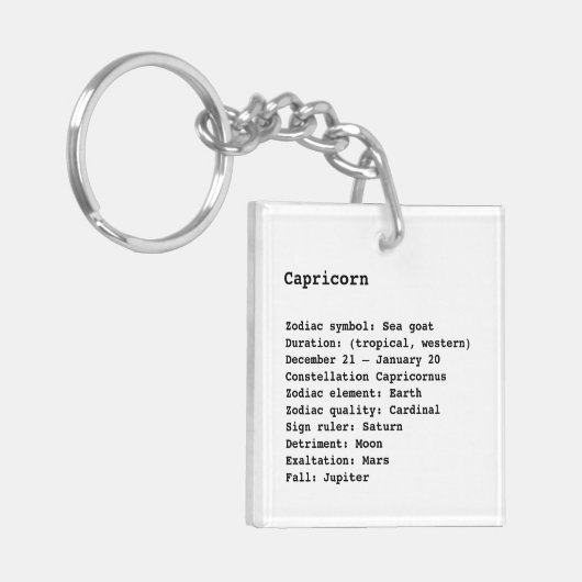 Capricorn Zodiac Sign Astrologie Schwarz-weiß Schlüsselanhänger (Vorderseite links)