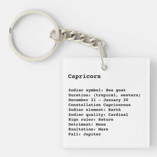 Capricorn Zodiac Sign Astrologie Schwarz-weiß Schlüsselanhänger (Vorderseite)