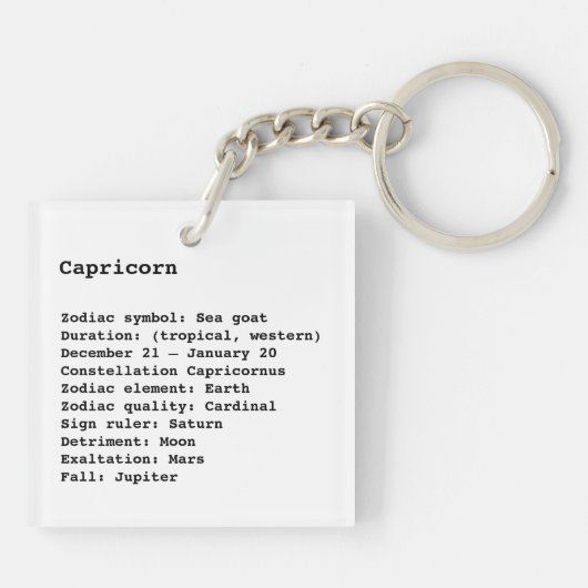 Capricorn Zodiac Sign Astrologie Schwarz-weiß Schlüsselanhänger (Rückseite)
