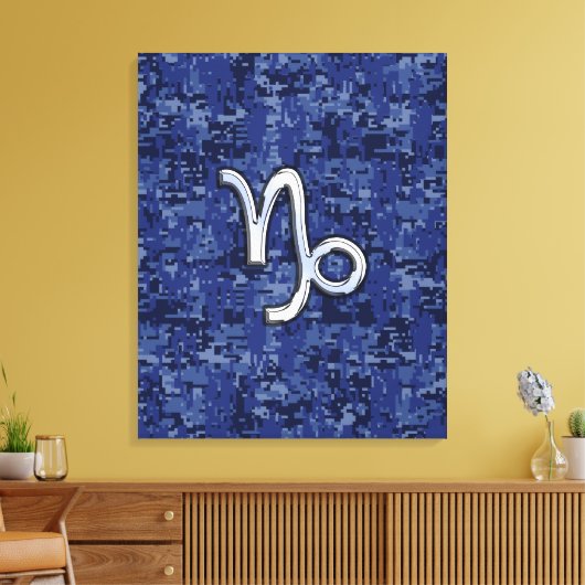 Capricorn Zodiac Sign auf der blauen digitalen Cam Leinwanddruck (Insitu (Wohnzimmer))