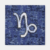 Capricorn Zodiac Sign auf Navy Digital Camouflage Magnet (Vorne)