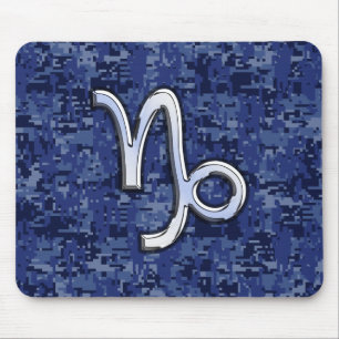 Capricorn Zodiac Sign auf Navy Digital Camouflage Mousepad