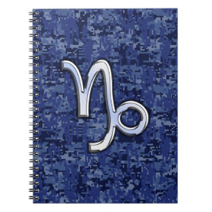 Capricorn Zodiac Sign auf Navy Digital Camouflage Notizblock