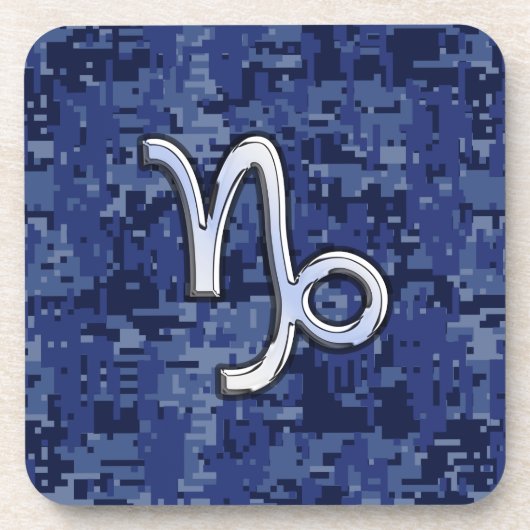Capricorn Zodiac Sign auf Navy Digital Camouflage Untersetzer (Vorderseite)