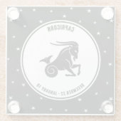 Capricorn Zodiac Sign, Black & White Glass Unterse Glasuntersetzer (Rückseite)