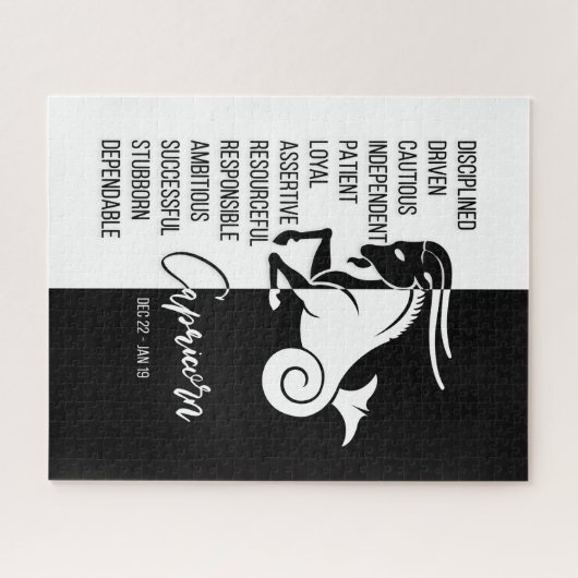 Capricorn Zodiac Sign, Black & White Jigsaw Puzzle (Horizontal)