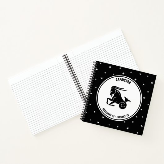 Capricorn Zodiac Sign, Black & White Notebook Notizblock (Innenseite)