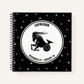 Capricorn Zodiac Sign, Black & White Notebook Notizblock (Vorderseite)