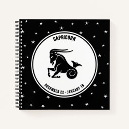 Capricorn Zodiac Sign, Black & White Notebook Notizblock