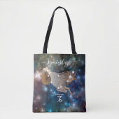 Capricorn Zodiac Sign Cosmic Monogram Name Blue Tasche (Vorderseite)