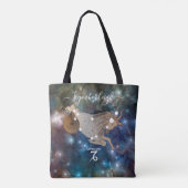 Capricorn Zodiac Sign Cosmic Monogram Name Blue Tasche (Rückseite)