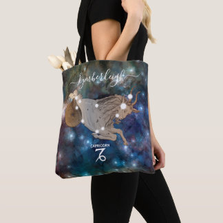 Capricorn Zodiac Sign Cosmic Monogram Name Blue Tasche
