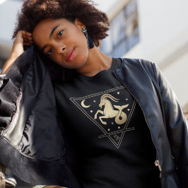 Capricorn Zodiac Sign Earth Element in Gold T-Shirt