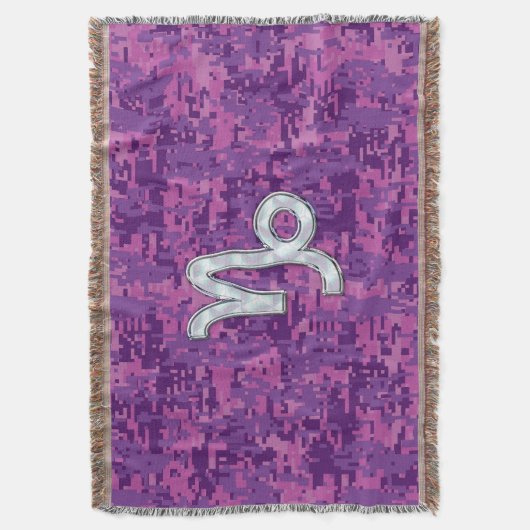 Capricorn Zodiac Sign Fuchsia Digital Camouflage Decke (Vorderseite Vertikal)
