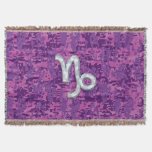 Capricorn Zodiac Sign Fuchsia Digital Camouflage Decke (Vorderseite)
