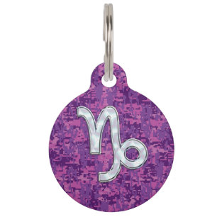 Capricorn Zodiac Sign Fuchsia Digital Camouflage Tiernamensmarke