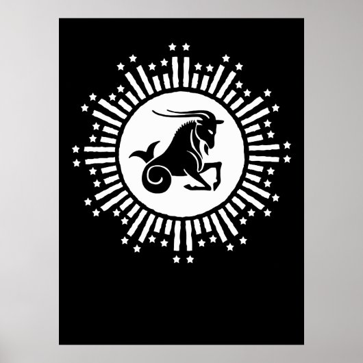 Capricorn Zodiac Sign Goat Cosmic Sternexplosion D Poster (Vorne)