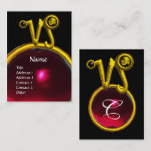 CAPRICORN ZODIAC SIGN JEWEL MONOGRAM, Red Ruby Visitenkarte (Vorne/Hinten)