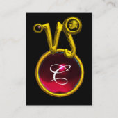 CAPRICORN ZODIAC SIGN JEWEL MONOGRAM, Red Ruby Visitenkarte (Rückseite)