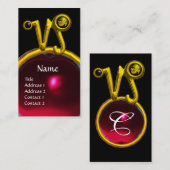 CAPRICORN ZODIAC SIGN JEWEL MONOGRAM, Red Ruby Visitenkarte (Vorne/Hinten)