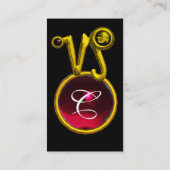 CAPRICORN ZODIAC SIGN JEWEL MONOGRAM, Red Ruby Visitenkarte (Rückseite)