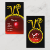 CAPRICORN ZODIAC SIGN JEWEL MONOGRAM, Red Ruby Visitenkarte (Vorne/Hinten)