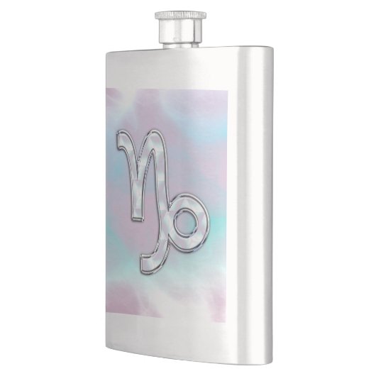 Capricorn Zodiac Sign on Mother Pearl Style Flachmann (Links)