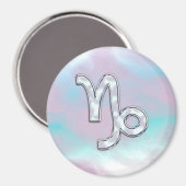 Capricorn Zodiac Sign on Mother Pearl Style Magnet (Vorderseite/Rückseite)