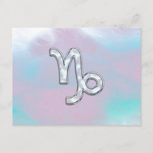 Capricorn Zodiac Sign on Mother Pearl Style Postkarte