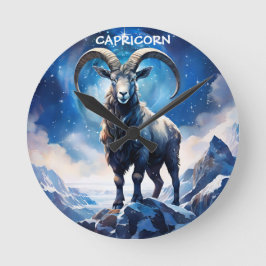 Capricorn Zodiac Sign Poster Runde Wanduhr