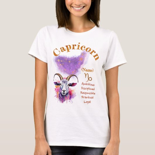 Capricorn Zodiac Sign T-Shirt (Vorderseite)
