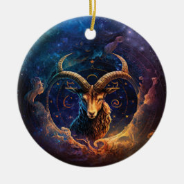 Capricorn Zodiac Sign Watercolor Design Keramik Ornament