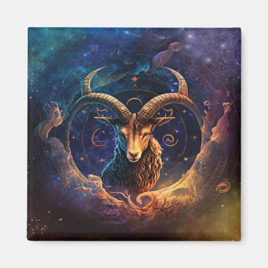Capricorn Zodiac Sign Watercolor Design Magnet (Vorne)