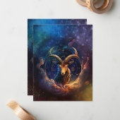 Capricorn Zodiac Sign Watercolor Design Mitteilungskarte (Vorderseite/Rückseite Beispiel)