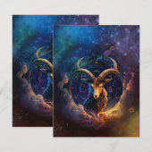 Capricorn Zodiac Sign Watercolor Design Mitteilungskarte (Vorne/Hinten)