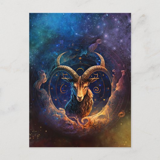 Capricorn Zodiac Sign Watercolor Design Postkarte (Vorderseite)