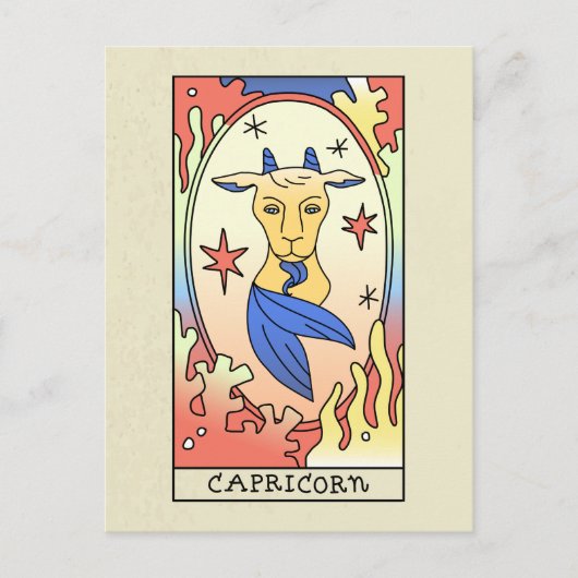 Capricorn Zodiac Signieren Abstrakte Kunst Vintag Postkarte (Vorderseite)