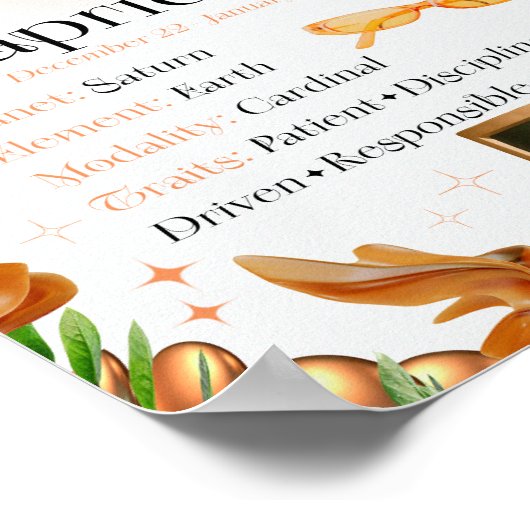 Capricorn Zodiac Star Sign Y2K White 4:5 Poster (Ecke)