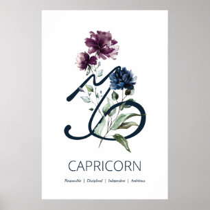 Capricorn Zodiac Star Zeichenkunst drucken Poster