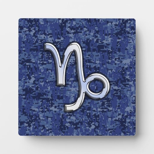 Capricorn Zodiac-Symbol auf Blue Digital-Camouflag Fotoplatte (Vorderseite)