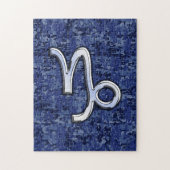 Capricorn Zodiac-Symbol auf Blue Digital-Camouflag Puzzle (Vertikal)
