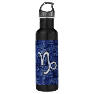 Capricorn Zodiac-Symbol auf Blue Digital-Camouflag Trinkflasche