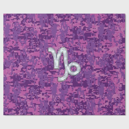 Capricorn Zodiac-Symbol auf der Fuchsia Digitalen Geschenkpapier (Flach)
