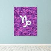 Capricorn Zodiac-Symbol auf der Fuchsia Digitalen Leinwanddruck (Insitu (Holzboden))