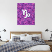 Capricorn Zodiac-Symbol auf der Fuchsia Digitalen Leinwanddruck (Insitu (Schlafzimmer))
